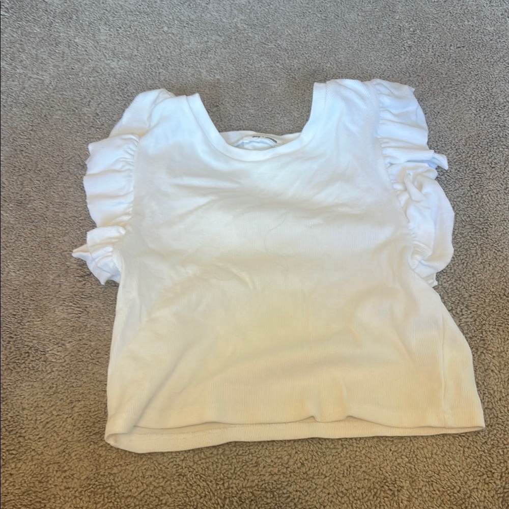 White Ruffled Blouse with Elegant Sleeves